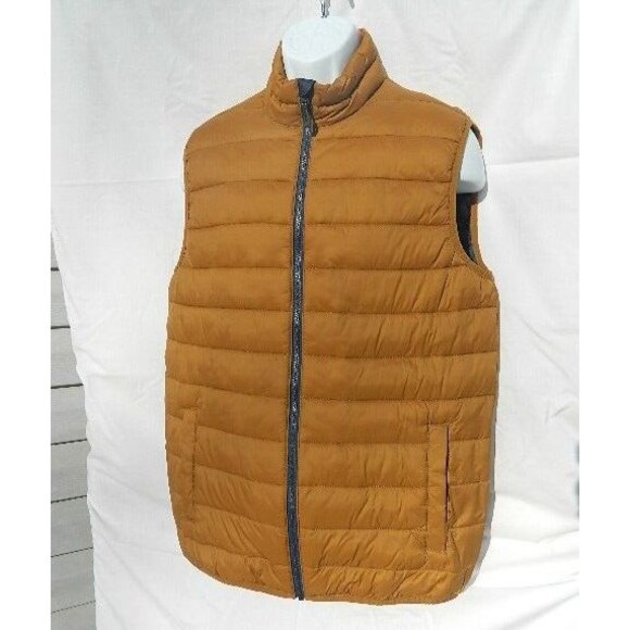 Swiss Tech Puffer Vest Mens Size M (38-40) Tan with Pockets  Full Zip - Picture 1 of 13